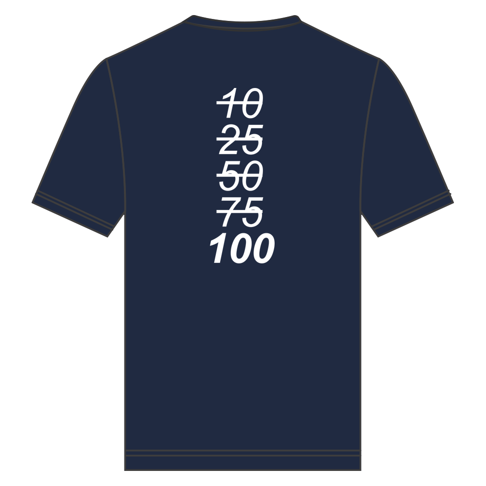 Startnummer jubilæums t-shirt 100